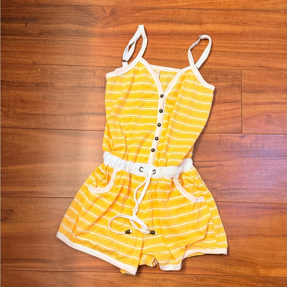 Vibrant Yellow Striped Women's Romper